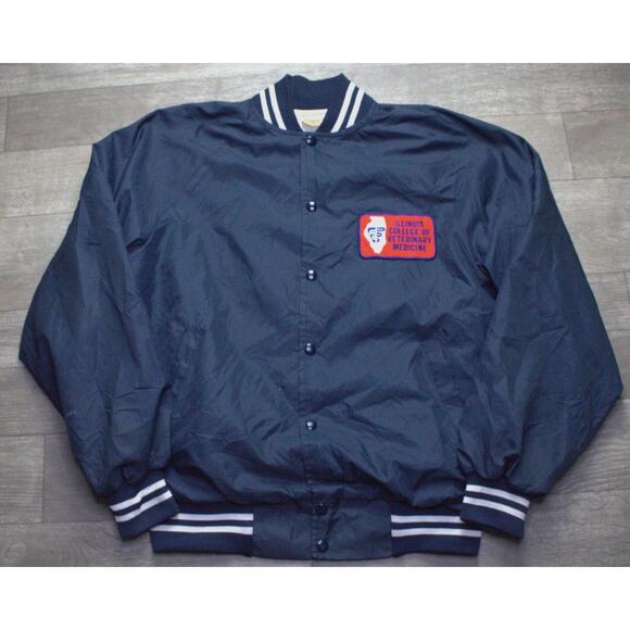 Vintage Illinois College Of Veterinary Medicine Bomber Jacket Size L - Picture 1 of 11